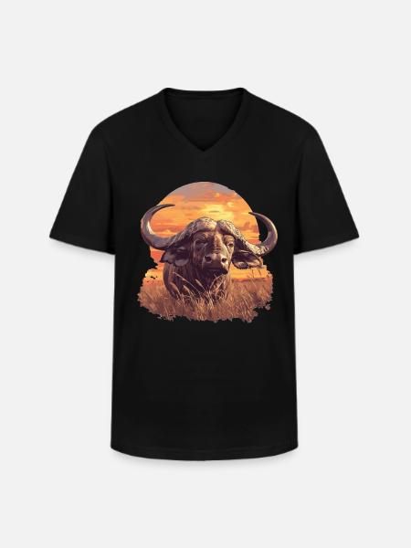 Buffalos Buffalo Büffel - Men's V-Neck T-Shirt - black