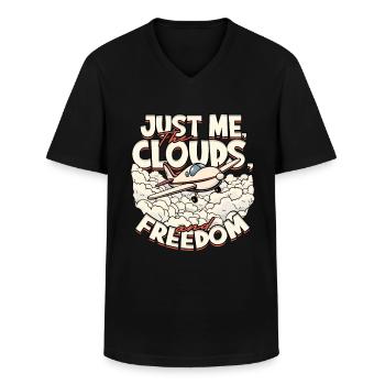 First solo flight pilot - Men's V-Neck T-Shirt - black - Front - AI Model Male 178 dark (178cm)