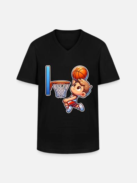 Basket-ball - T-shirt col V Homme - noir