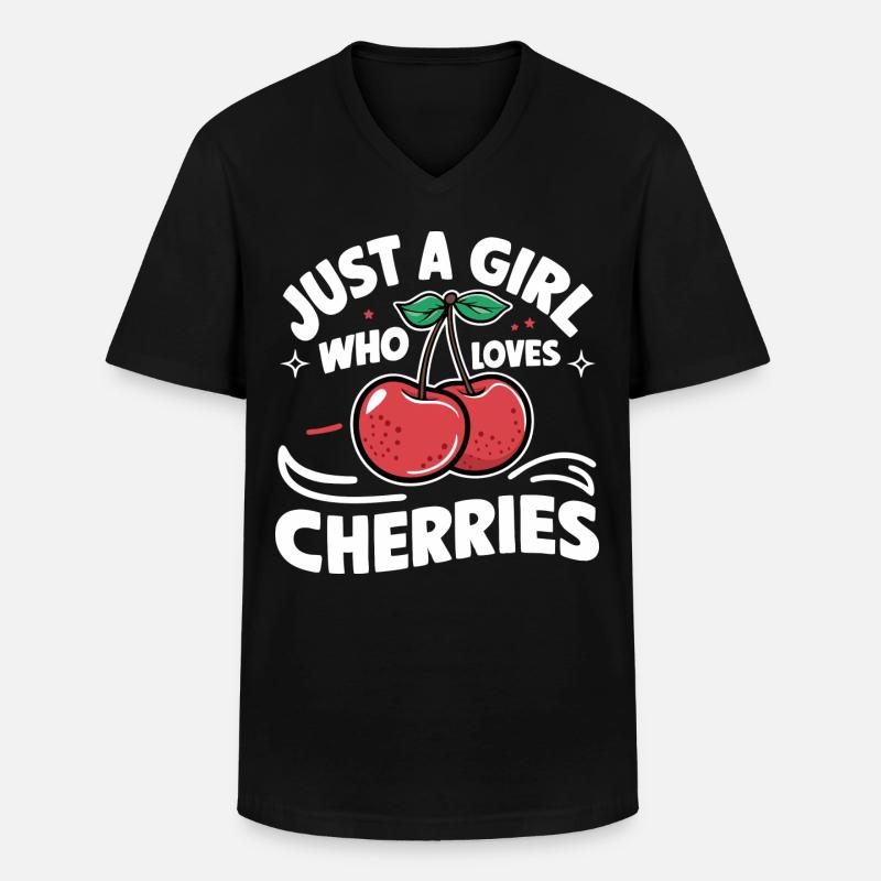 Kirsche Kirschen Früchte Essen - Männer-T-Shirt mit V-Ausschnitt - Schwarz