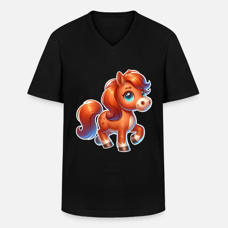 Pferd - Männer-T-Shirt mit V-Ausschnitt - Schwarz