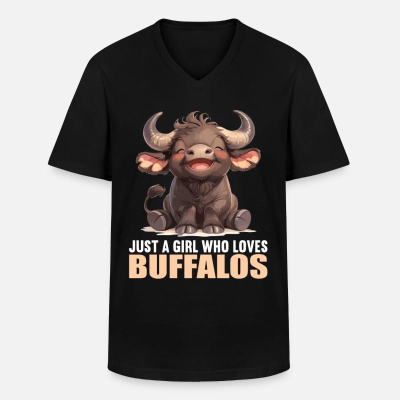 Buffalos Buffalo Büffel - Männer-T-Shirt mit V-Ausschnitt - Schwarz