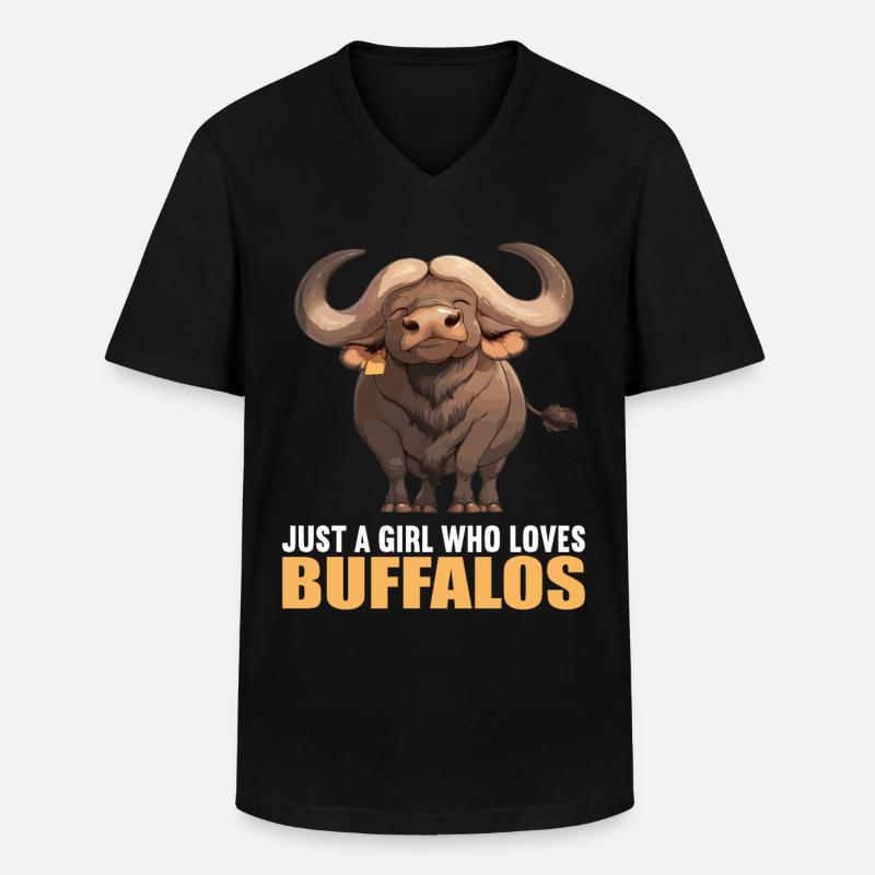Buffalos Buffalo Büffel - Männer-T-Shirt mit V-Ausschnitt - Schwarz