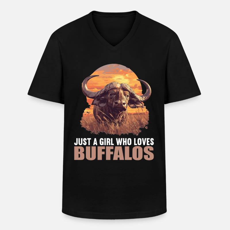 Buffalos Buffalo Büffel - Männer-T-Shirt mit V-Ausschnitt - Schwarz