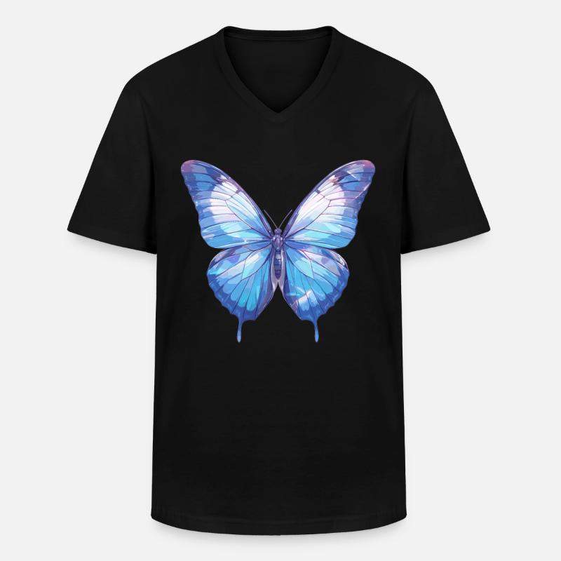 papillon papillons papillon papillon - T-shirt col V Homme - noir