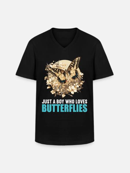 Butterfly Butterflies Butterfly - Men's V-Neck T-Shirt - black