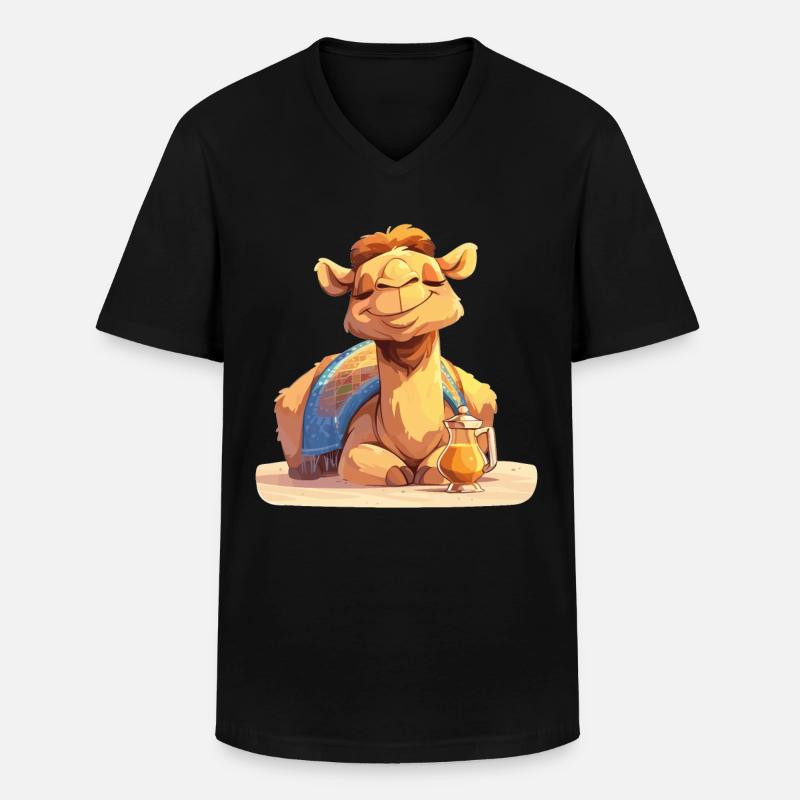Camel Kamele Kamel - Männer-T-Shirt mit V-Ausschnitt - Schwarz
