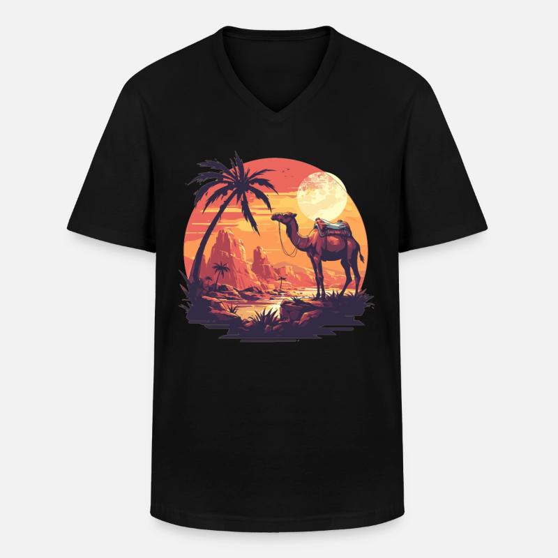 Camel Kamele Kamel - Männer-T-Shirt mit V-Ausschnitt - Schwarz
