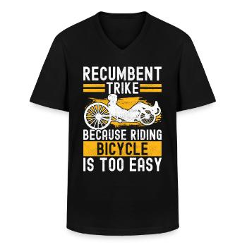 Tricycle couché Liegetrike Liegedreirad - T-shirt col V Homme - noir - Devant - AI Model Male 178 dark (178cm)