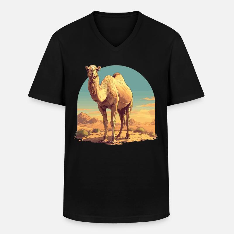 Camel Kamele Kamel - Männer-T-Shirt mit V-Ausschnitt - Schwarz