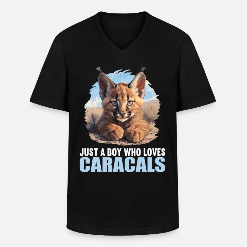 Caracal Karakale Karakal - Männer-T-Shirt mit V-Ausschnitt - Schwarz