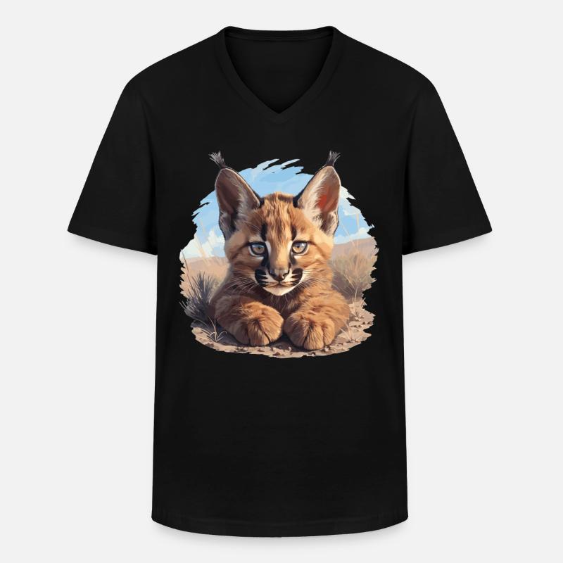 Caracal Karakale Karakal - Männer-T-Shirt mit V-Ausschnitt - Schwarz