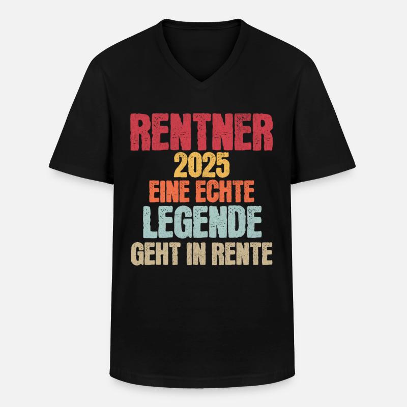 Rentner 2025 - Männer-T-Shirt mit V-Ausschnitt - Schwarz