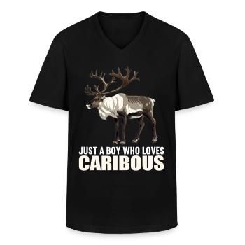 Caribou Karibus Karibu - Men's V-Neck T-Shirt - black - Front - AI Model Male 178 dark (178cm)