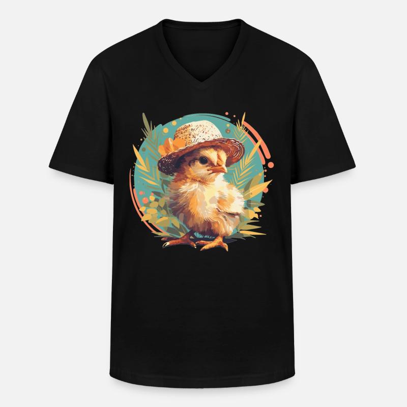 Rooster Hähne Hahn - Männer-T-Shirt mit V-Ausschnitt - Schwarz