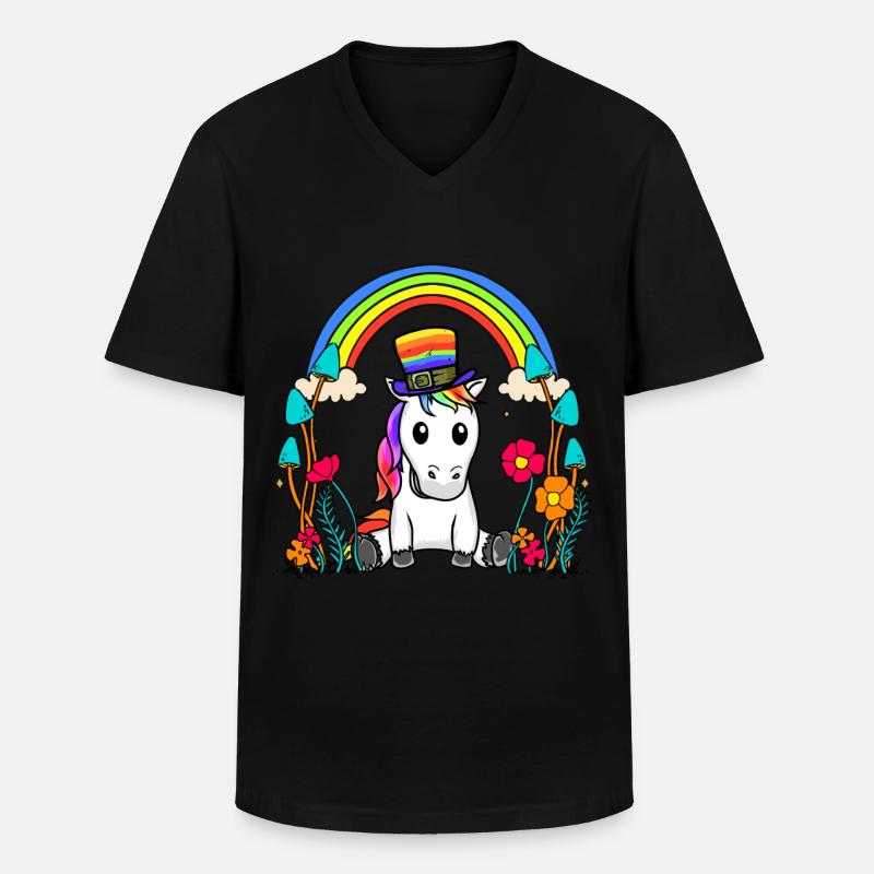 LGBT Regenbogen Einhorn Regenbogenfahne - Männer-T-Shirt mit V-Ausschnitt - Schwarz