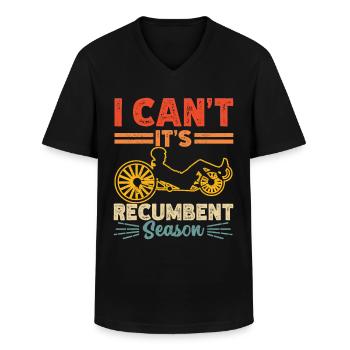 Tricycle couché Liegetrike Liegedreirad - T-shirt col V Homme - noir - Devant - AI Model Male 178 dark (178cm)
