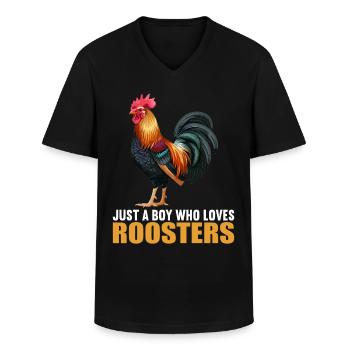 Rooster Roosters Rooster - Men's V-Neck T-Shirt - black - Front - AI Model Male 178 dark (178cm)