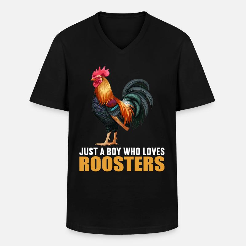 Rooster Hähne Hahn - Männer-T-Shirt mit V-Ausschnitt - Schwarz