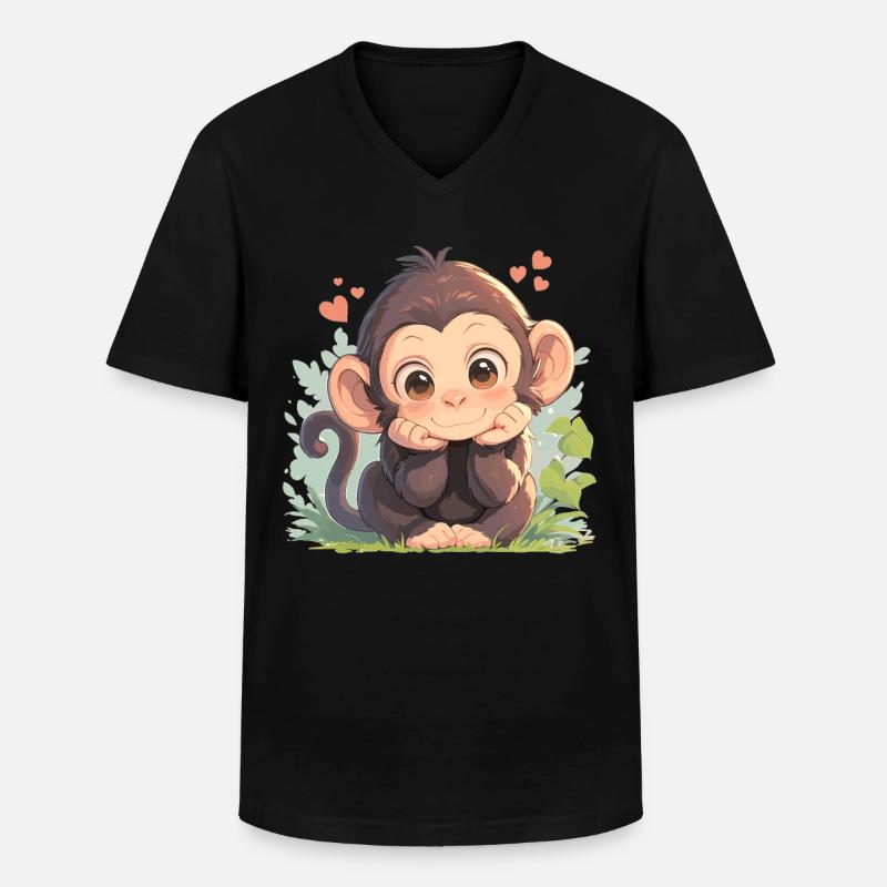 Chimpanzee Schimpansen Schimpanse - Männer-T-Shirt mit V-Ausschnitt - Schwarz