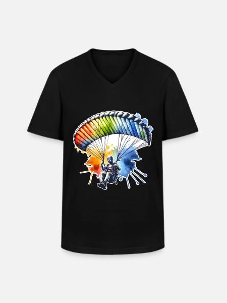 Paragliding - Männer-T-Shirt mit V-Ausschnitt - Schwarz