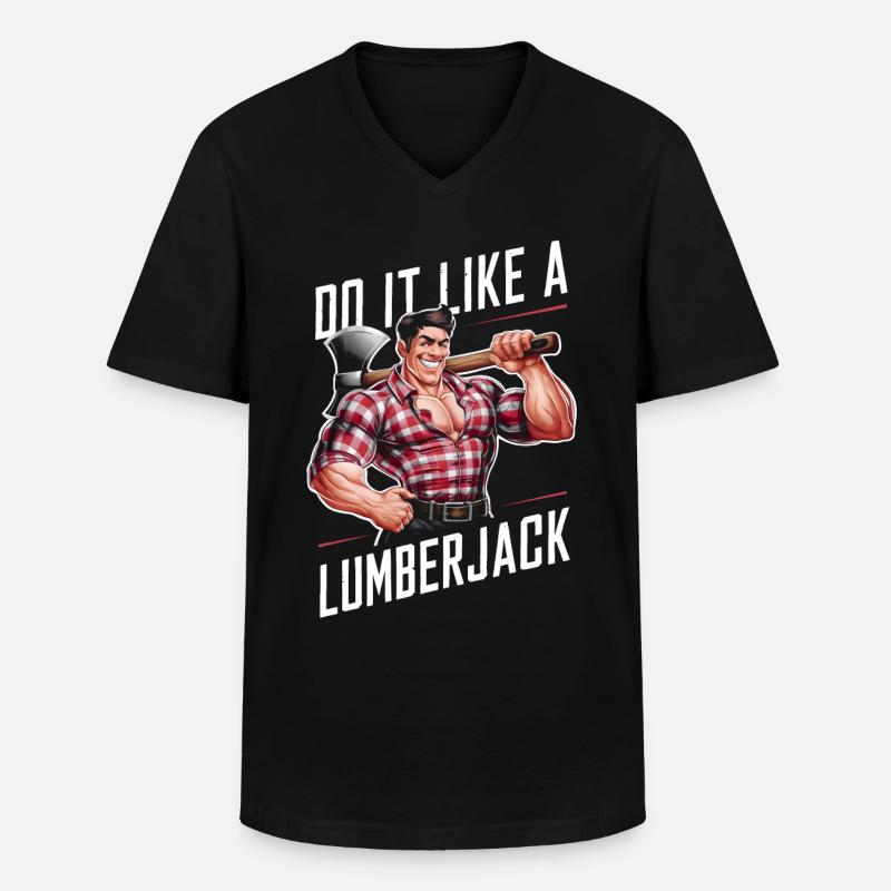 Faites-le comme un bûcheron - T-shirt col V Homme - noir