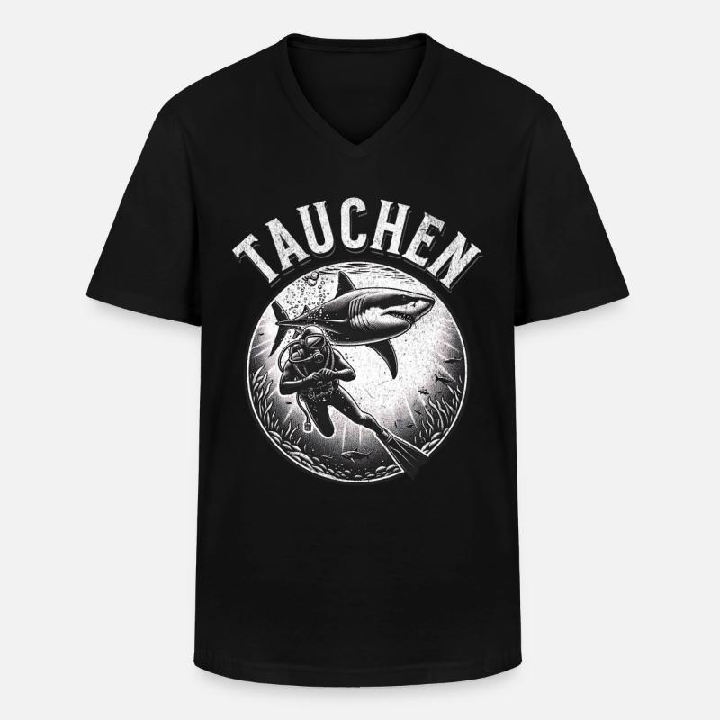 Tauchen Taucher - Männer-T-Shirt mit V-Ausschnitt - Schwarz