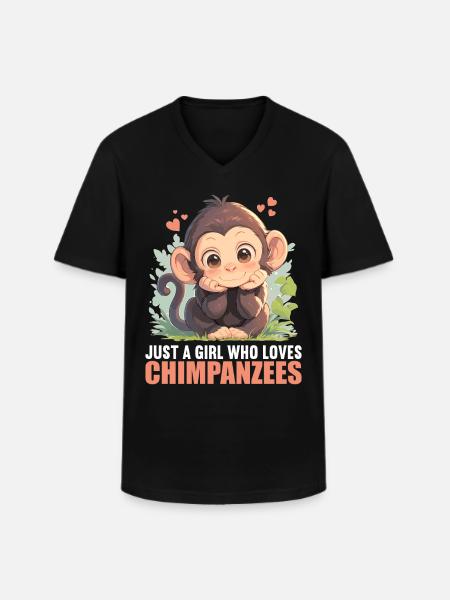 Chimpanzee Schimpansen Schimpanse - Men's V-Neck T-Shirt - black
