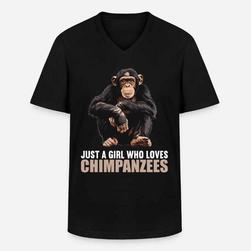 Chimpanzee Schimpansen Schimpanse - Männer-T-Shirt mit V-Ausschnitt - Schwarz