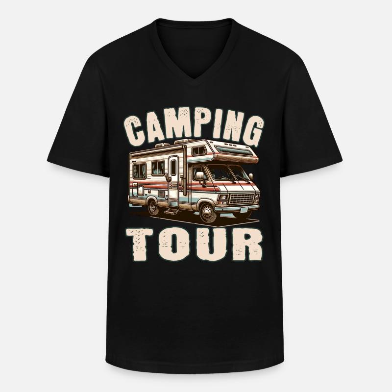 Camping - Männer-T-Shirt mit V-Ausschnitt - Schwarz