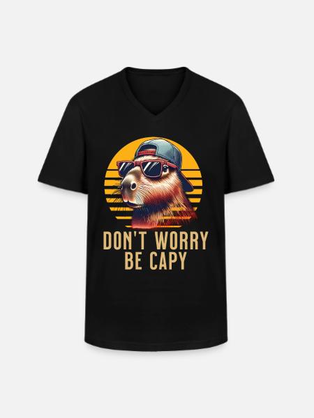 Capybara - Männer-T-Shirt mit V-Ausschnitt - Schwarz