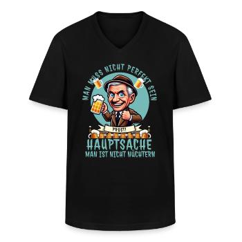 Vous n’avez pas besoin d’être parfait - drôle de dicton de bière - T-shirt col V Homme - noir - Devant - AI Model Male 178 dark (178cm)