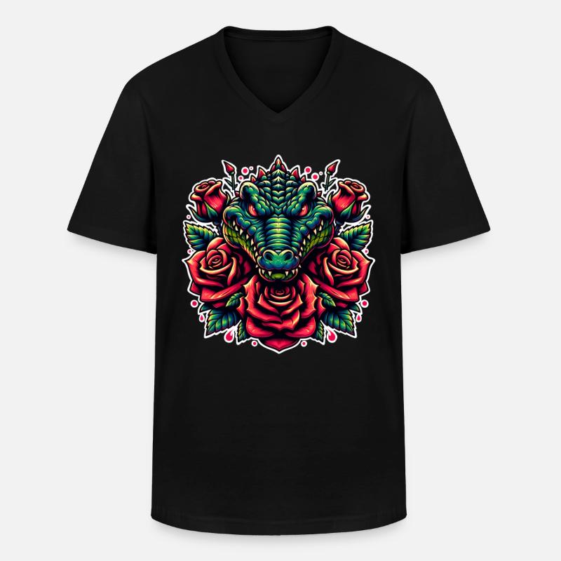 Alligator - Männer-T-Shirt mit V-Ausschnitt - Schwarz