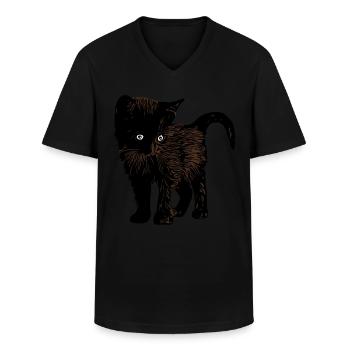 Chat brun Animal de compagnie Design graphique Art animalier - T-shirt col V Homme - noir - Devant - AI Model Male 178 dark (178cm)