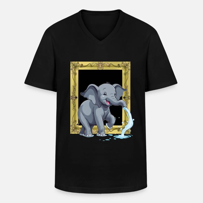 Elefant Elefanten Rüssel - Männer-T-Shirt mit V-Ausschnitt - Schwarz