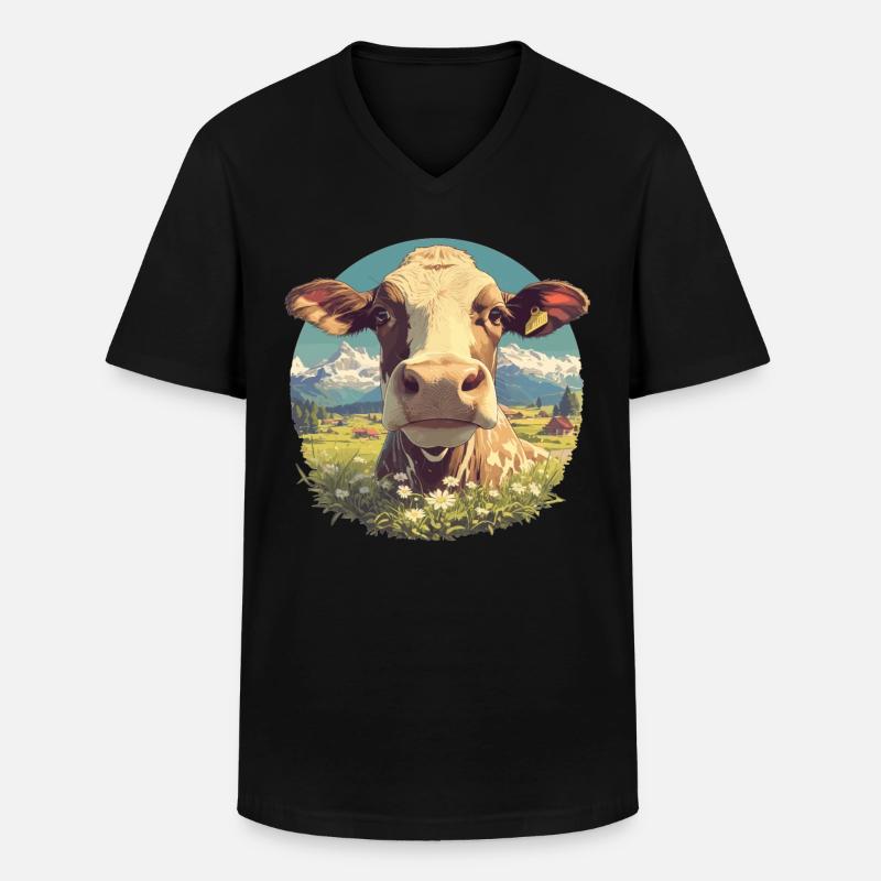 Kühe Kuh - Männer-T-Shirt mit V-Ausschnitt - Schwarz