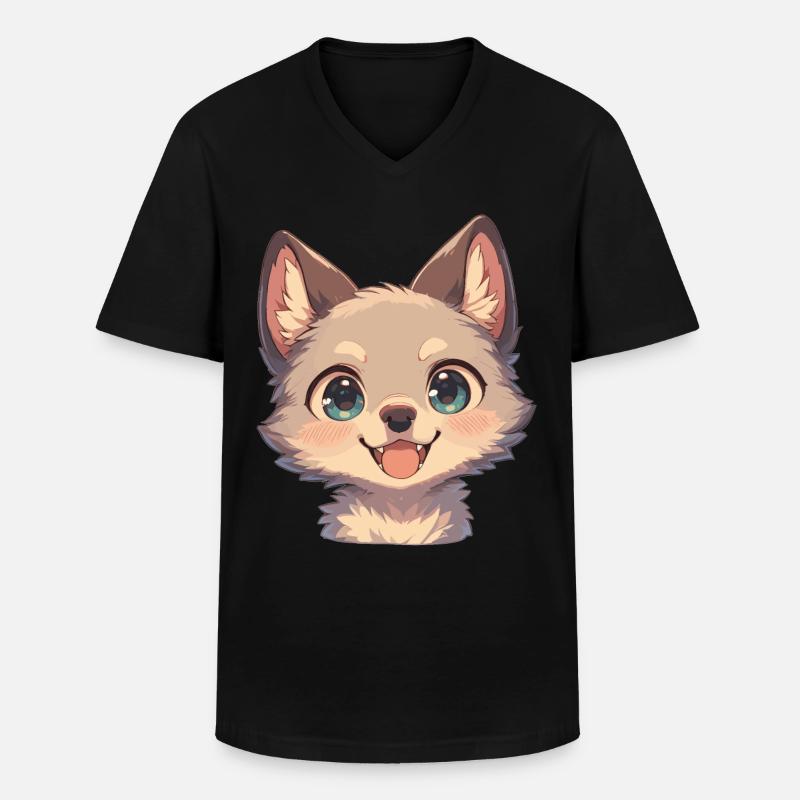 Kojoten Kojote - Männer-T-Shirt mit V-Ausschnitt - Schwarz