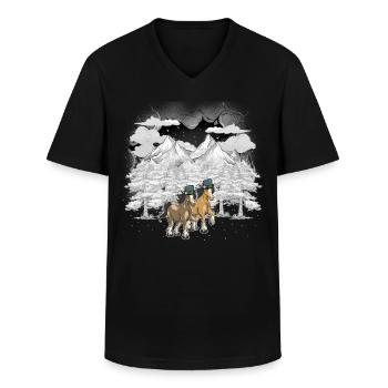 Xmas Österreich Tirol Winter Gebirge Pferde - Männer-T-Shirt mit V-Ausschnitt - Schwarz - Vorne - AI Model Male 178 dark (178cm)