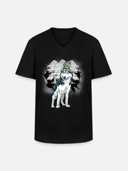 Shamans Husky Shaman Wolf Wolves - Men's V-Neck T-Shirt - black