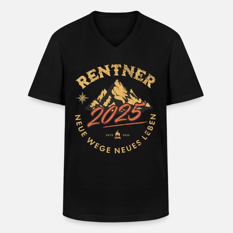 Rentner 2025 - Männer-T-Shirt mit V-Ausschnitt - Schwarz