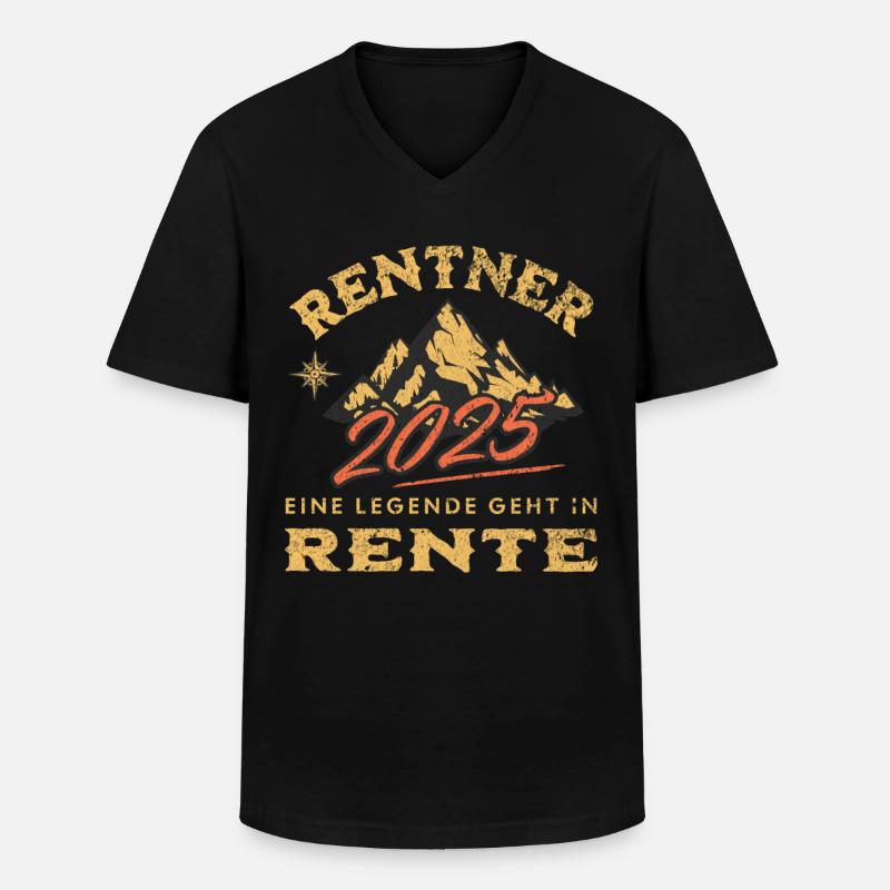 Rentner 2025 - Männer-T-Shirt mit V-Ausschnitt - Schwarz