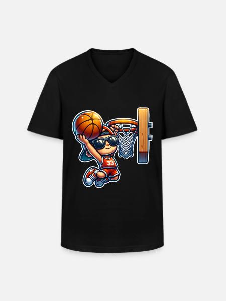 Basket-ball - T-shirt col V Homme - noir