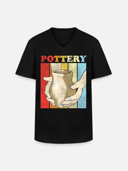 Pottery Ceramics Artist Retro - Men's V-Neck T-Shirt - black