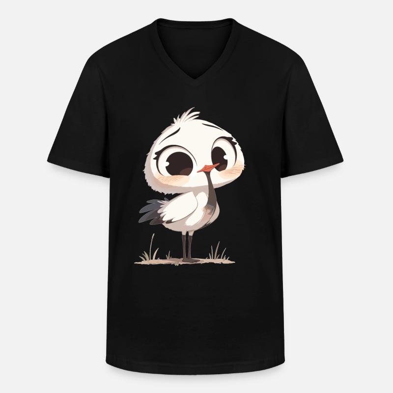 Kraniche Kranich - Männer-T-Shirt mit V-Ausschnitt - Schwarz