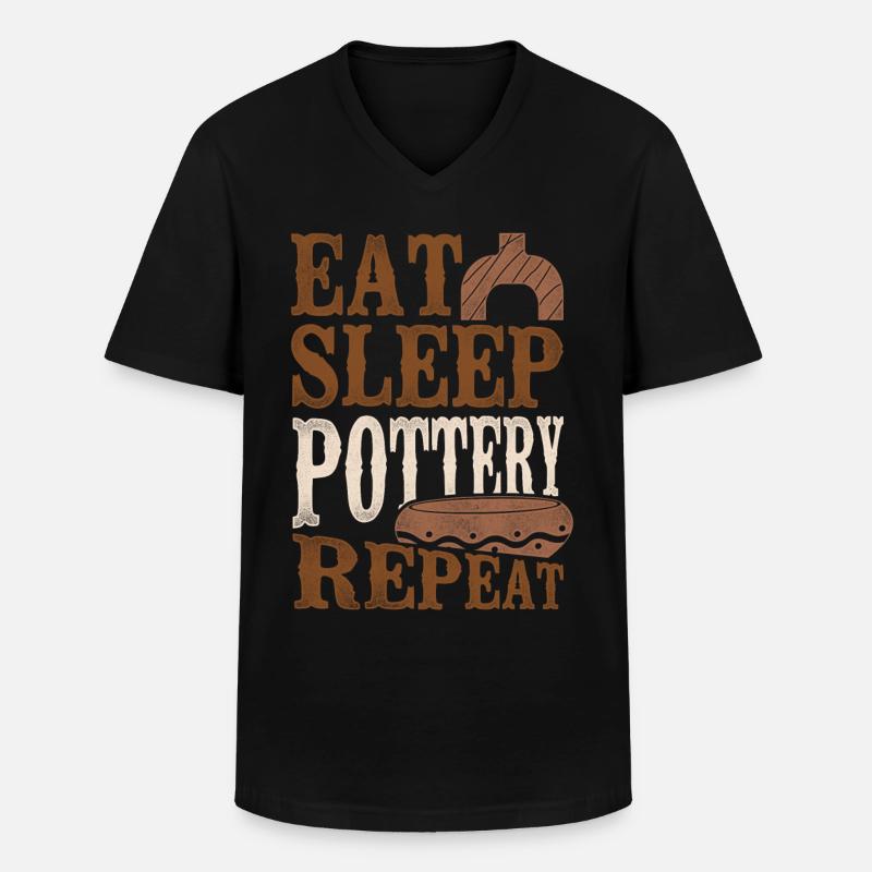 Pottery Ceramics Artist Eat Sleep - Männer-T-Shirt mit V-Ausschnitt - Schwarz