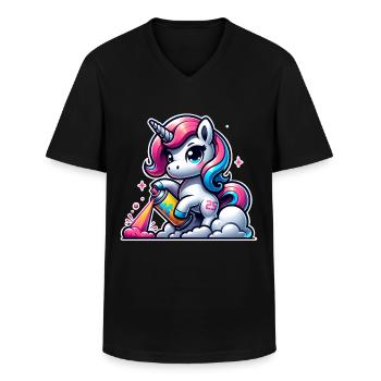 Unicorn Graffiti - Men's V-Neck T-Shirt - black - Front - AI Model Male 178 dark (178cm)