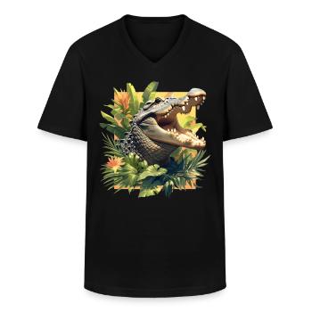 Crocodiles Crocodile - Men's V-Neck T-Shirt - black - Front - AI Model Male 178 dark (178cm)