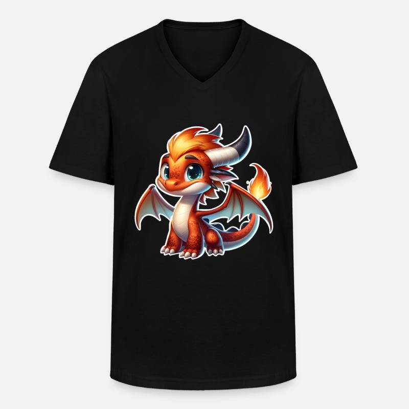 Drache - Männer-T-Shirt mit V-Ausschnitt - Schwarz