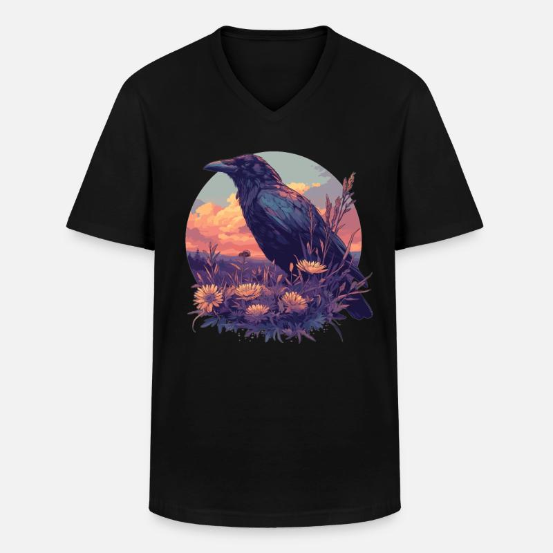 Krähen Krähe - Männer-T-Shirt mit V-Ausschnitt - Schwarz
