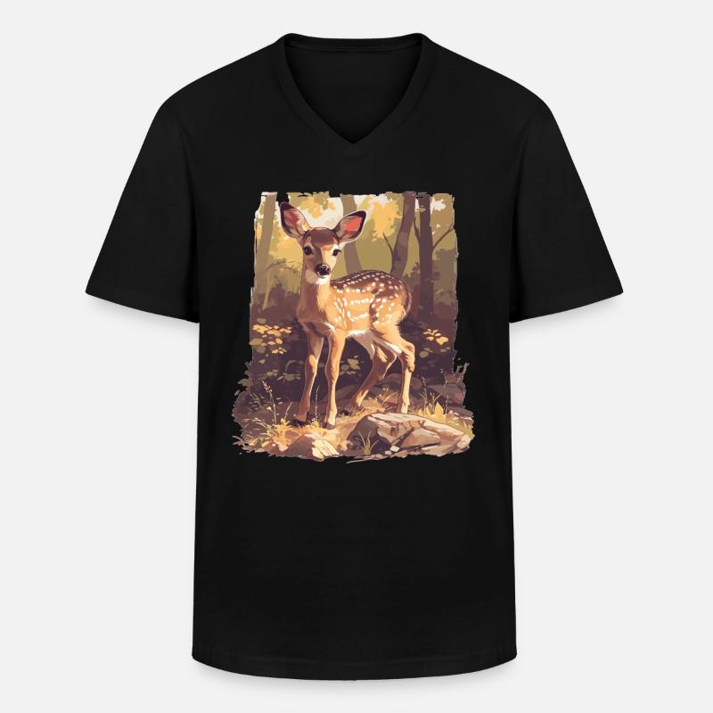 Hirsche Hirsch - Männer-T-Shirt mit V-Ausschnitt - Schwarz